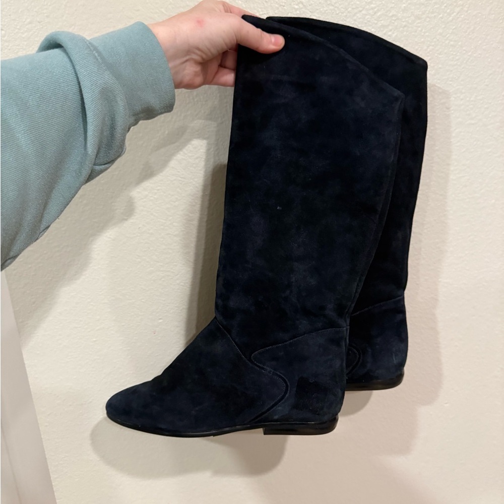 Elegant Blue real leather Women's Boots 8